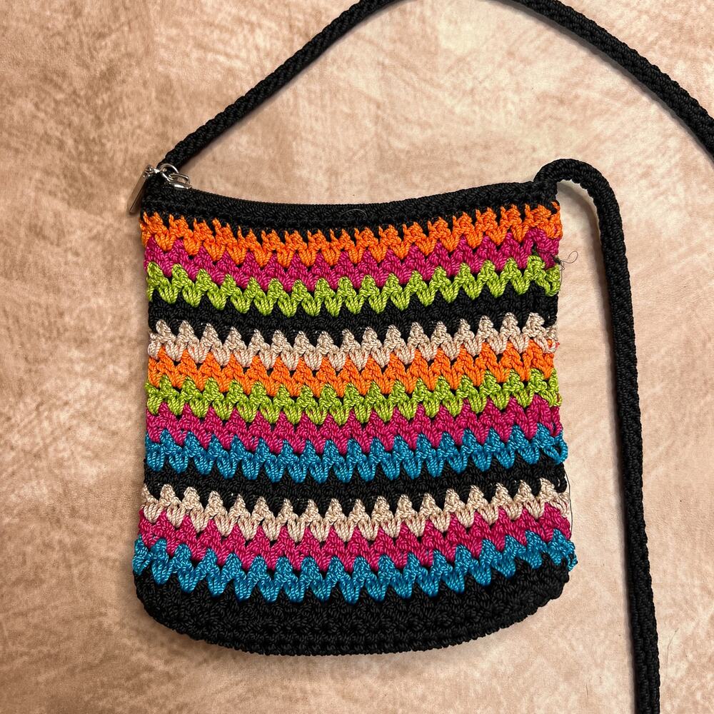 The Sak Multicolor Crochet Crossbody Bag Zipper Closure Satchel Purse Festival - Picture 3 of 8